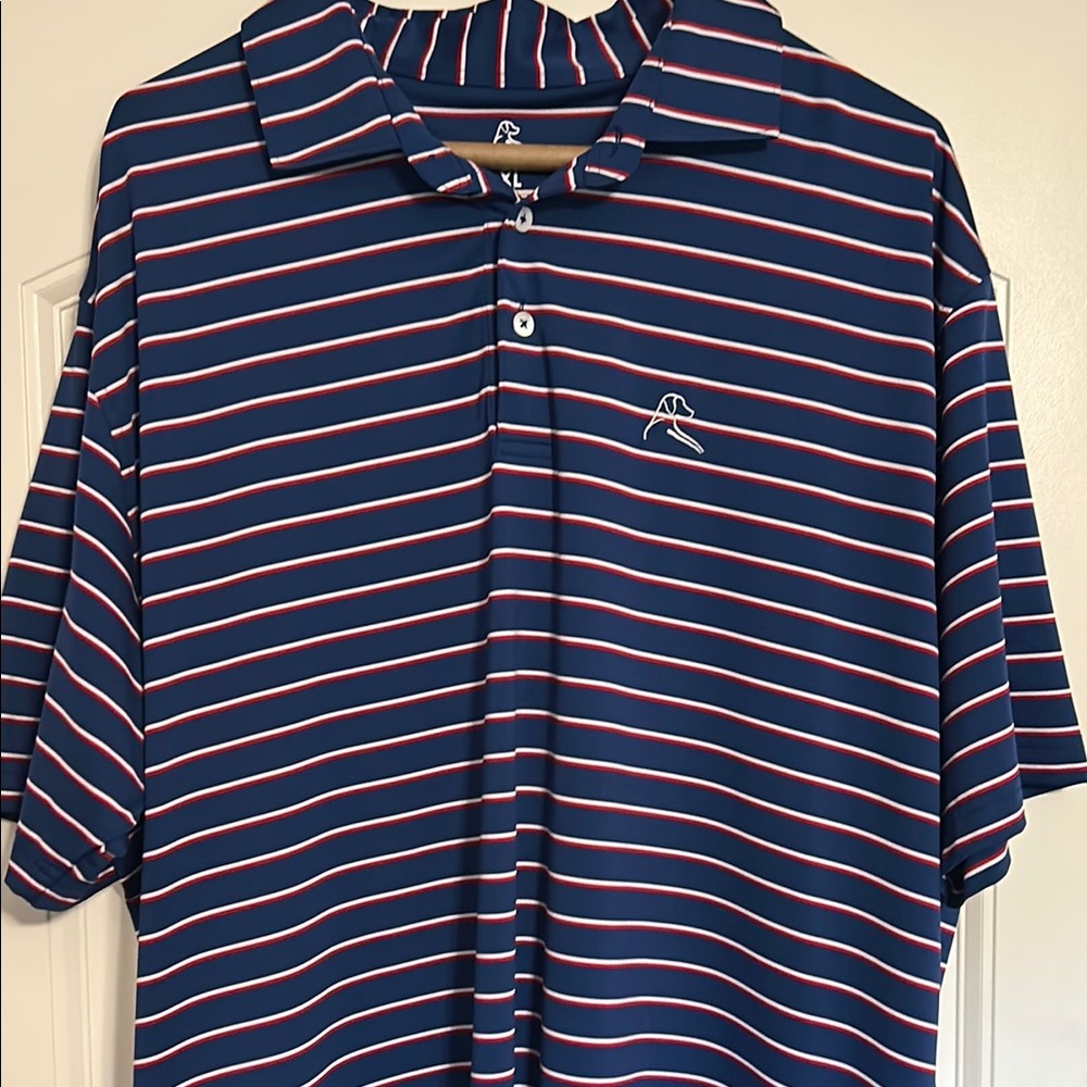 Rhoback Navy and Red Striped Polo Shirt
